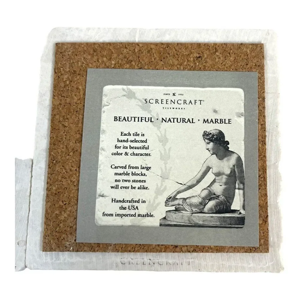 Vintage Set Whale Cape Cod Falmouth Screencraft Tileworks Marble Beach Coasters